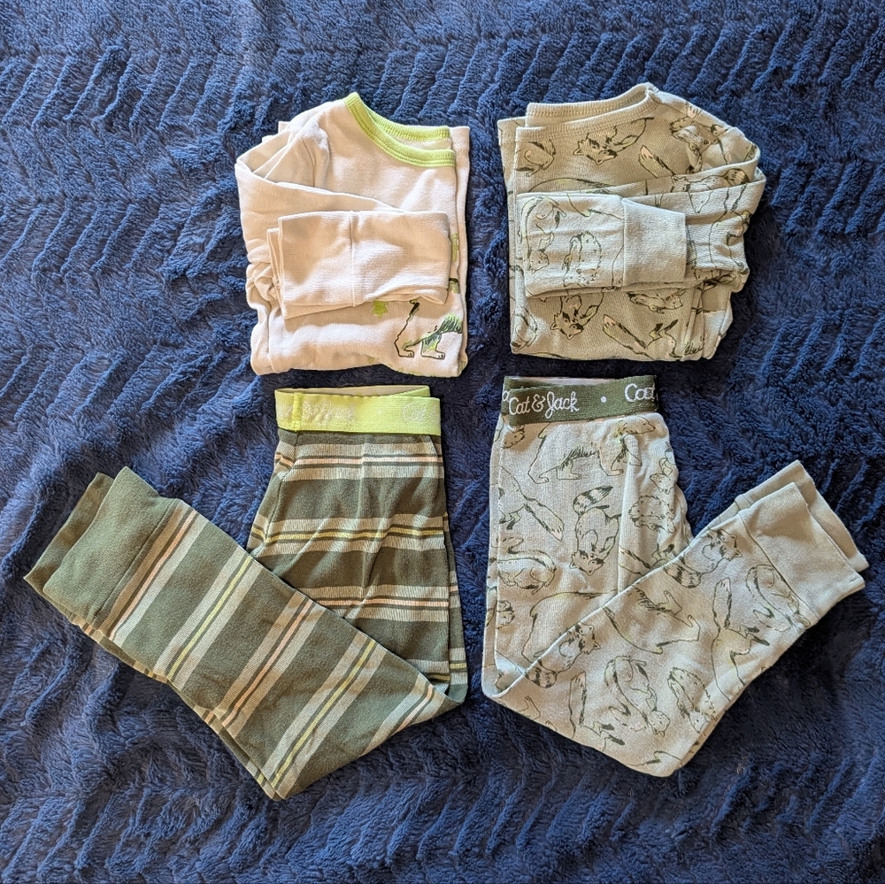 Cat & Jack Kids Pajama Set with Animal Prints and Stripes, Size 4T